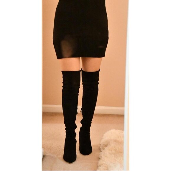 🆕Women Suede Polyurethane Over The Knee High Stretchy Leather Thigh High Boots - Picture 2 of 14